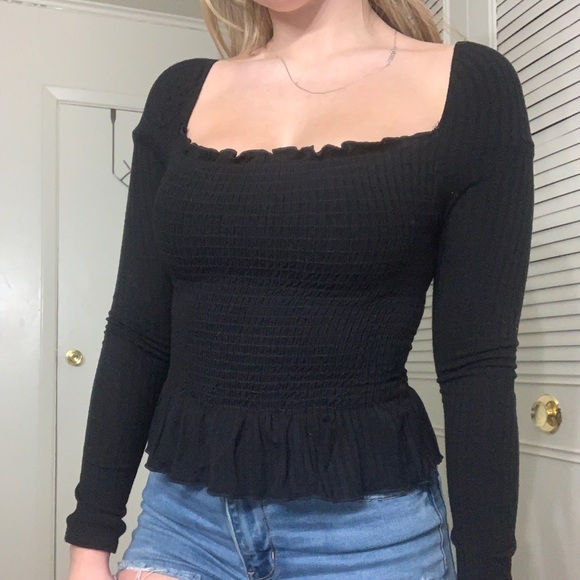 Black Square Neck Top - Picture 5 of 9